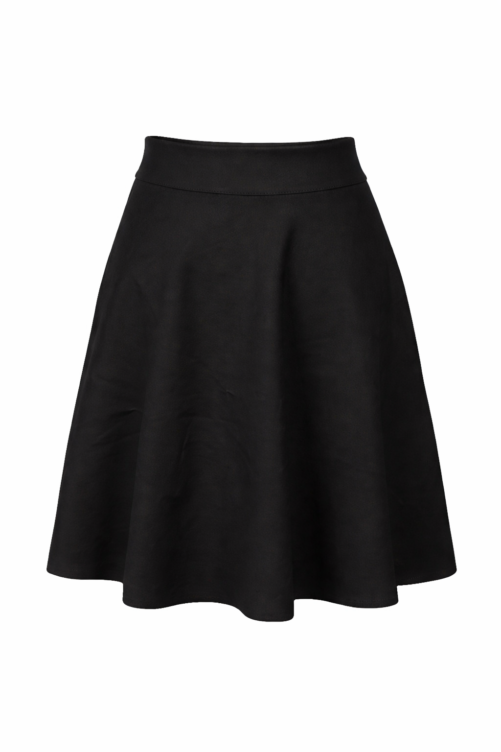 Zwarte klokkende lederlook rok
