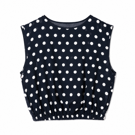 Donkerblauwe stippen top