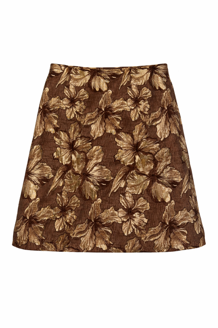 Bruin jacquard rokje
