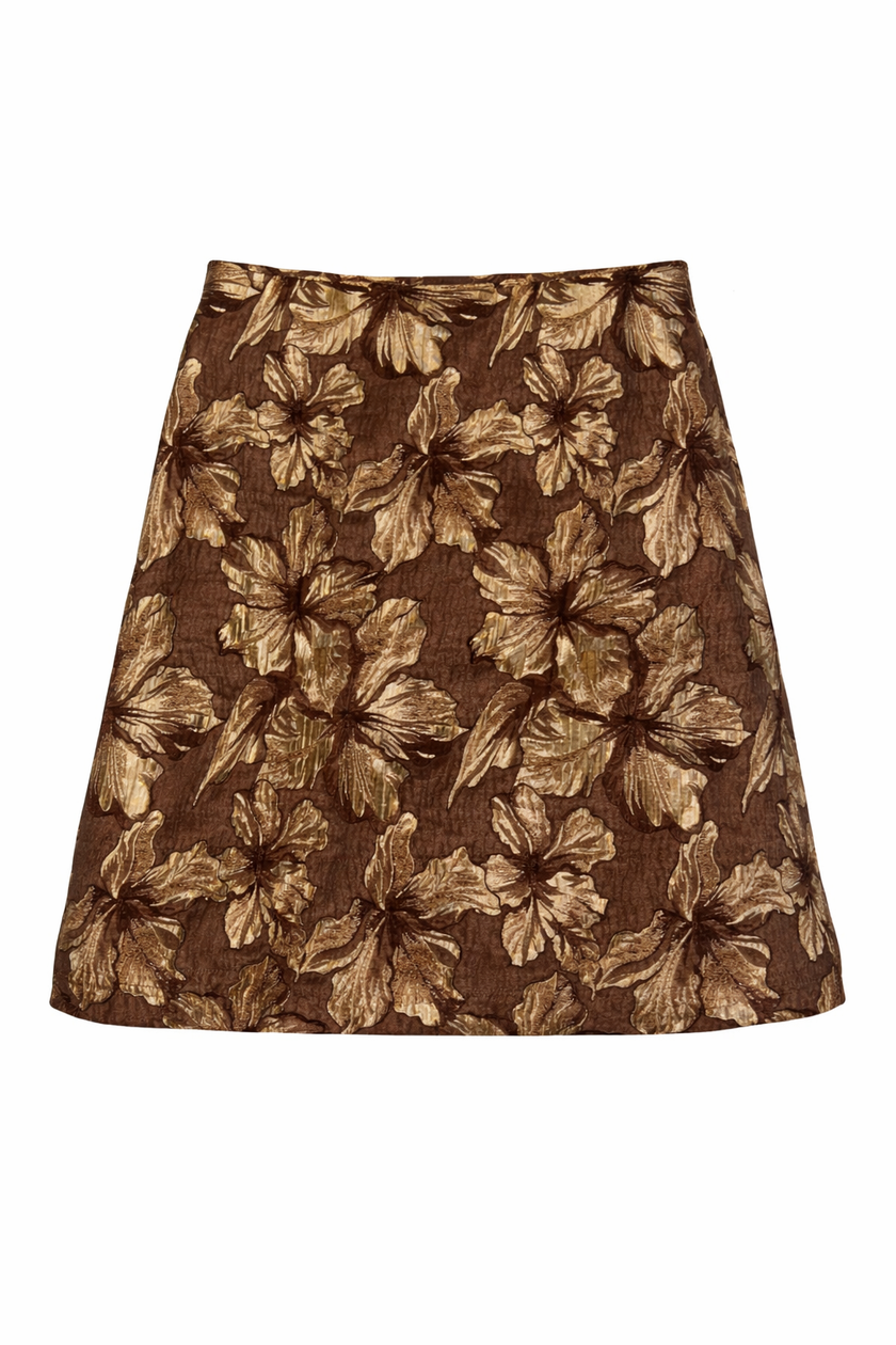 Bruin jacquard rokje