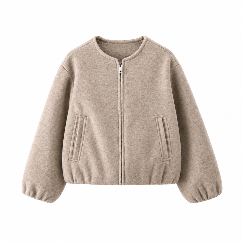 Beige jasje met ronde hals