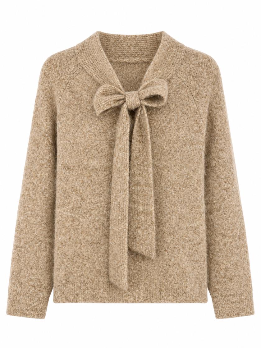 Beige trui met strik