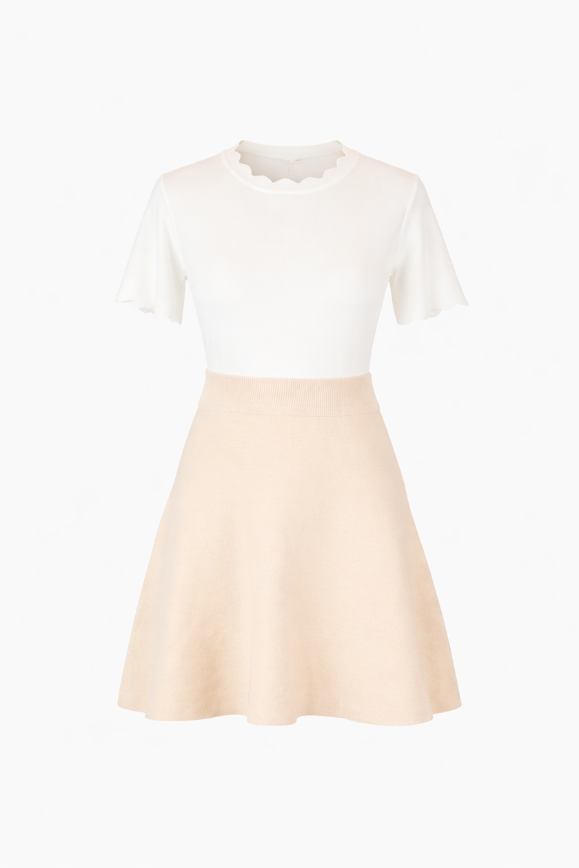 Beige gebreid klokkend rokje