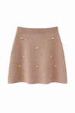 Taupe kleurig rokje met hartjes
