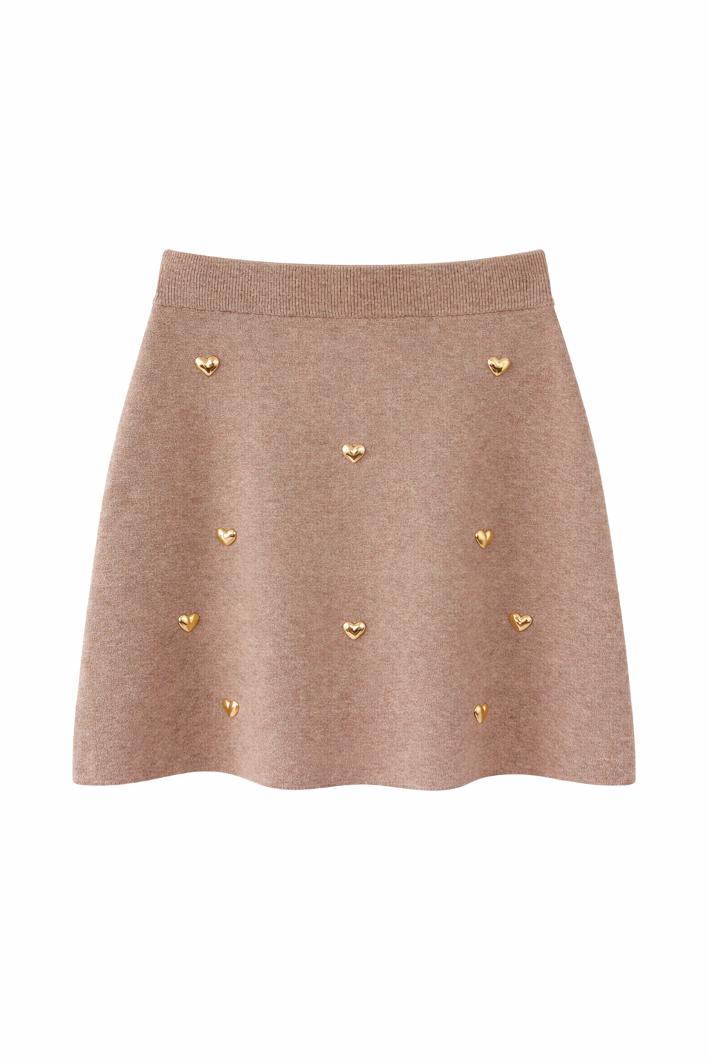 Taupe kleurig rokje met hartjes