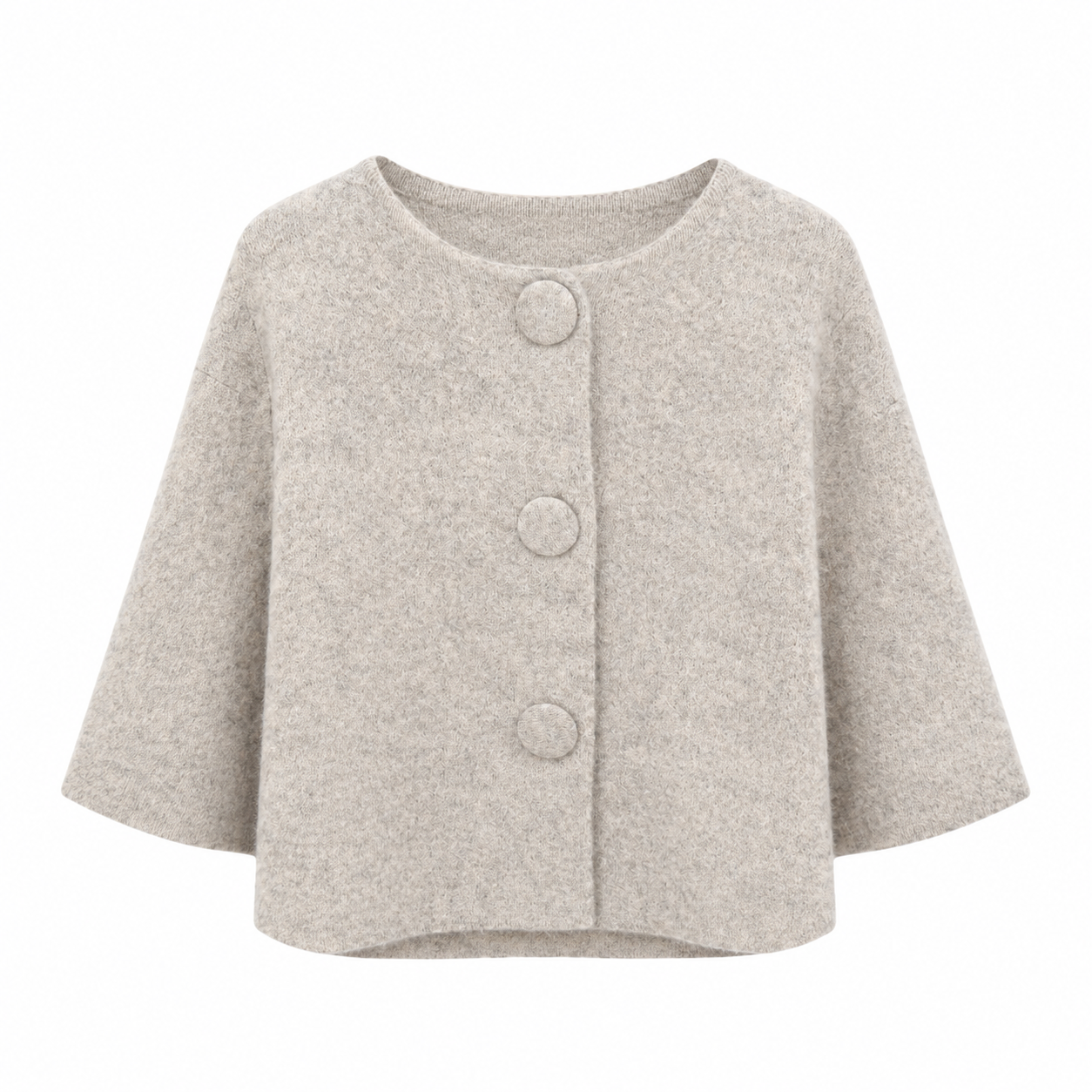 Beige gemêleerd vest met grote knopen