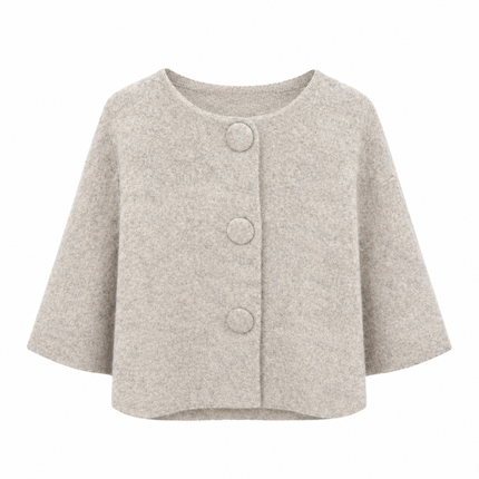 Beige gemêleerd vest met grote knopen