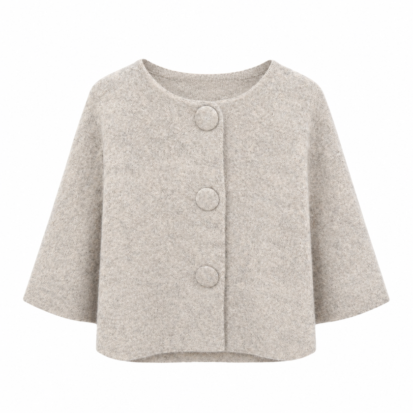 Beige gemêleerd vest met grote knopen