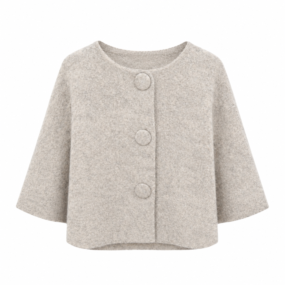 Beige gemêleerd vest met grote knopen