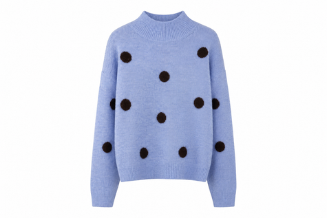 Blauwe trui met stippen