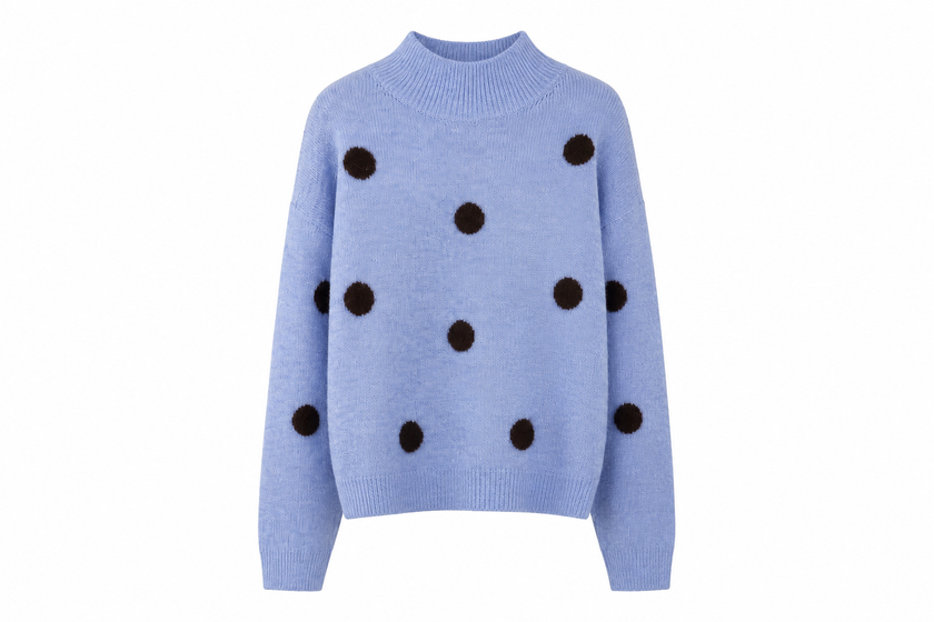 Blauwe trui met stippen