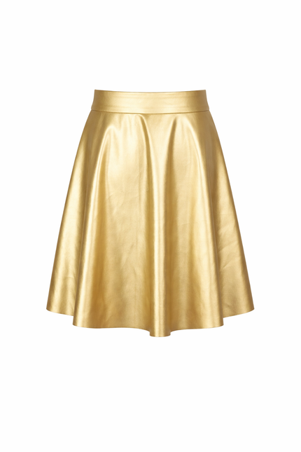 Goudkleurige klokkende lederlook rok