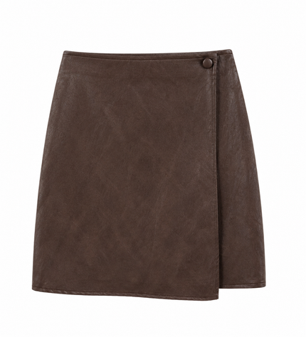 Bruine lederlook rok