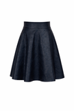 Donkerblauw klokkend lederlook rokje