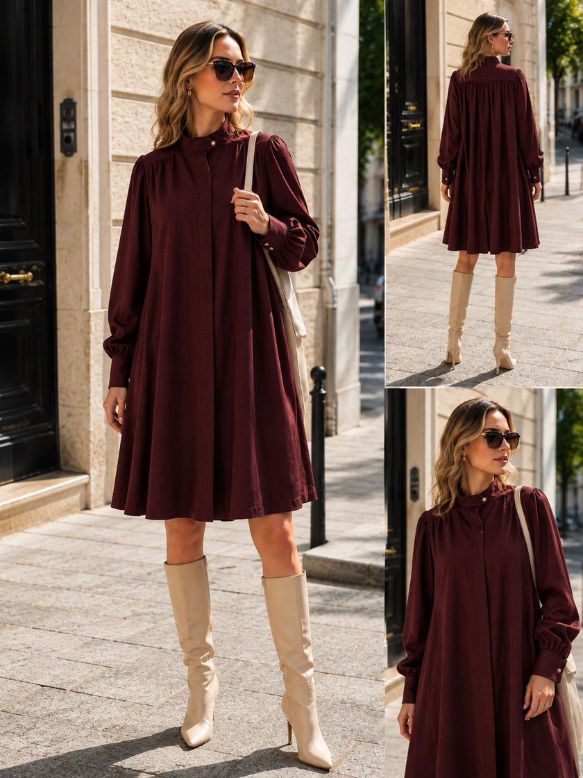 Rode suèdine blousejurk