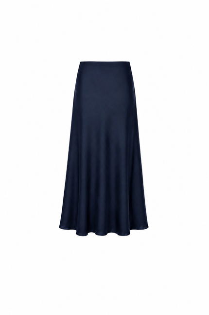 Blauwe satijnen rok
