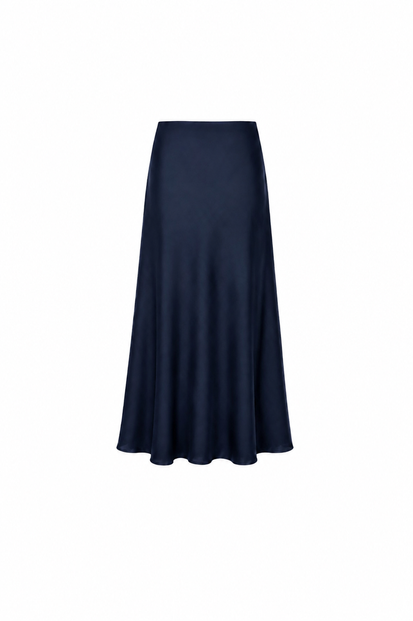 Blauwe satijnen rok