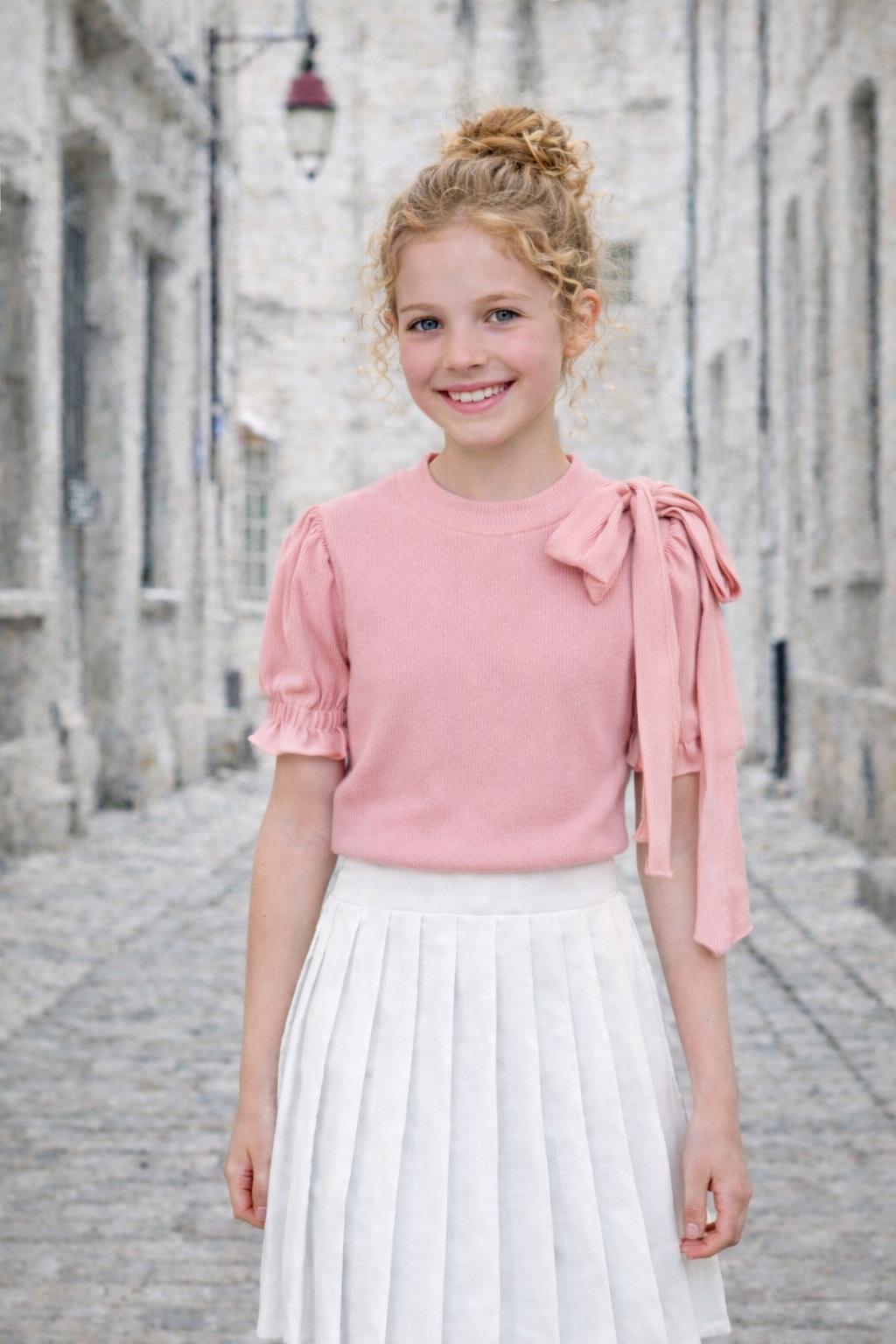 Roze shirt met royale strik