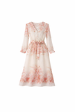 Lange offwhite jurk met bloemen