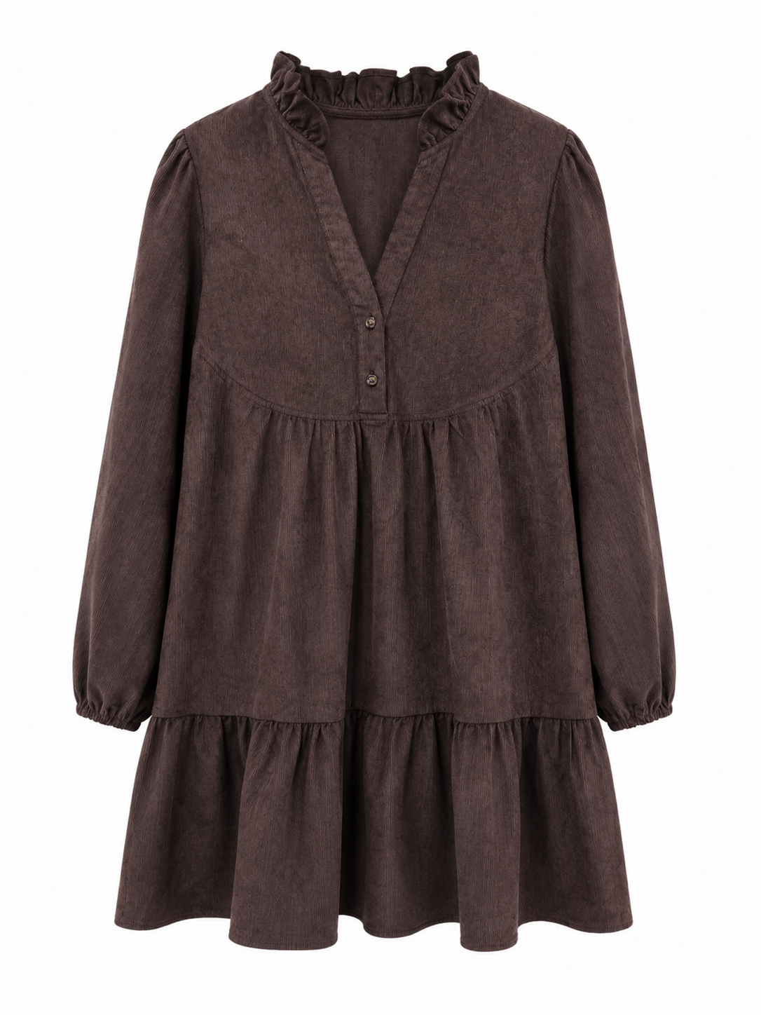 Donkerbruin corduroy jurkje