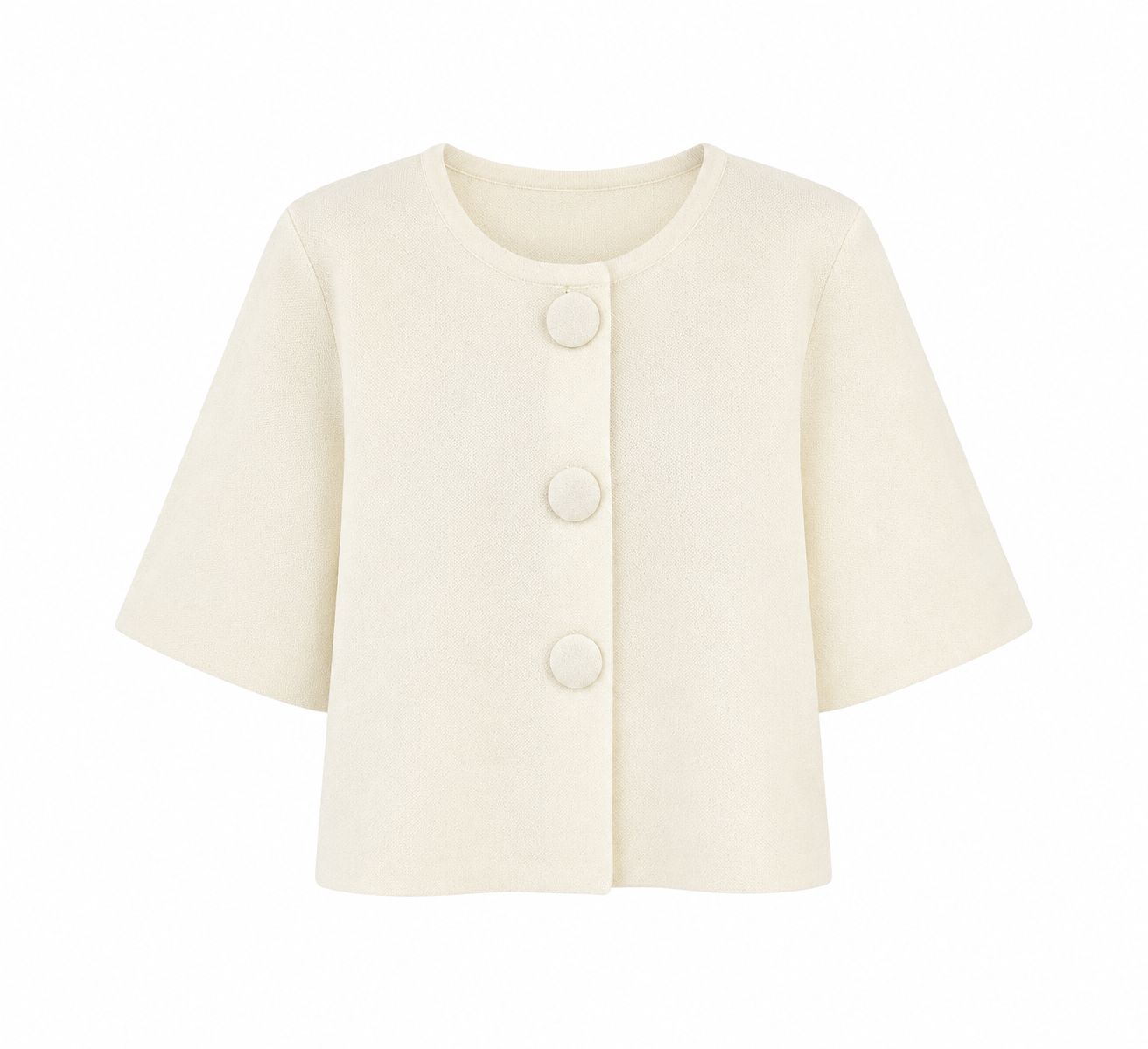 Crème vest met grote knopen