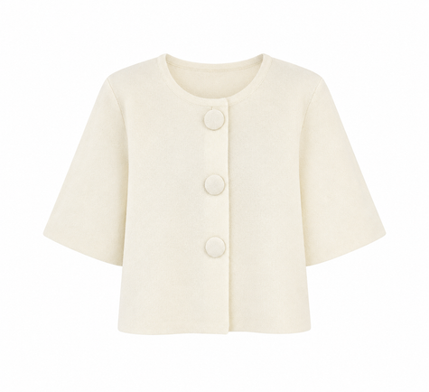 Crème vest met grote knopen