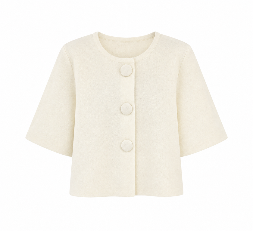 Crème vest met grote knopen