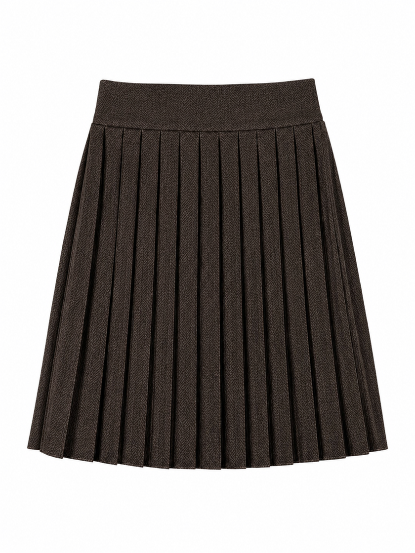 Donkerbruin tweed rokje