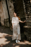 Beige lange rok met riempje