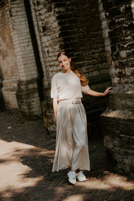 Beige lange rok met riempje
