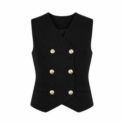Zwart gebreid gilet