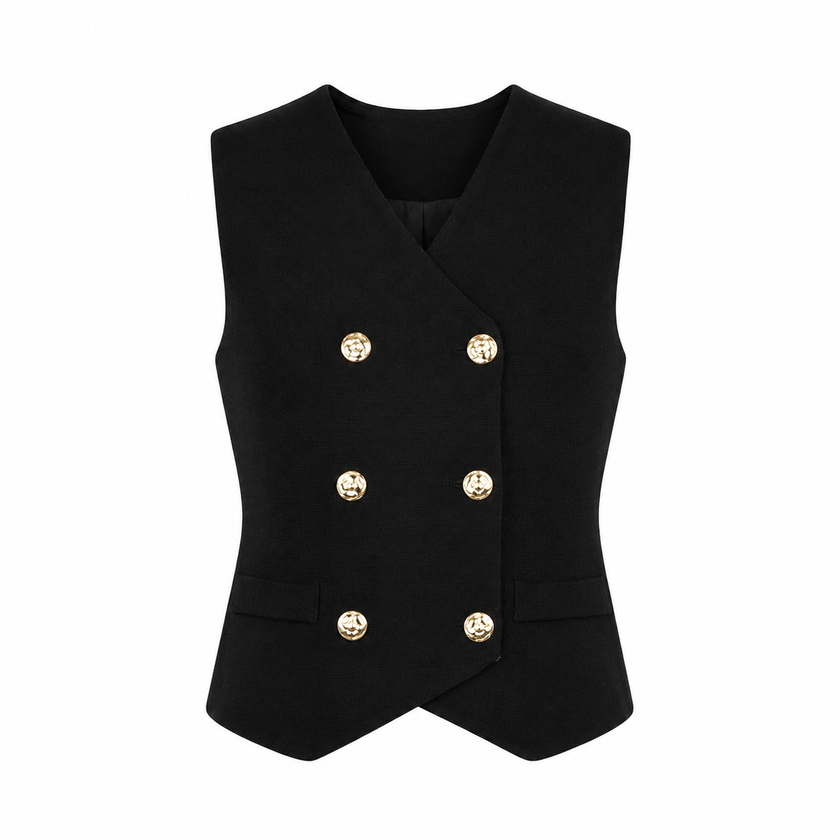 Zwart gebreid gilet