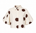 Crème blouse met bruine stippen