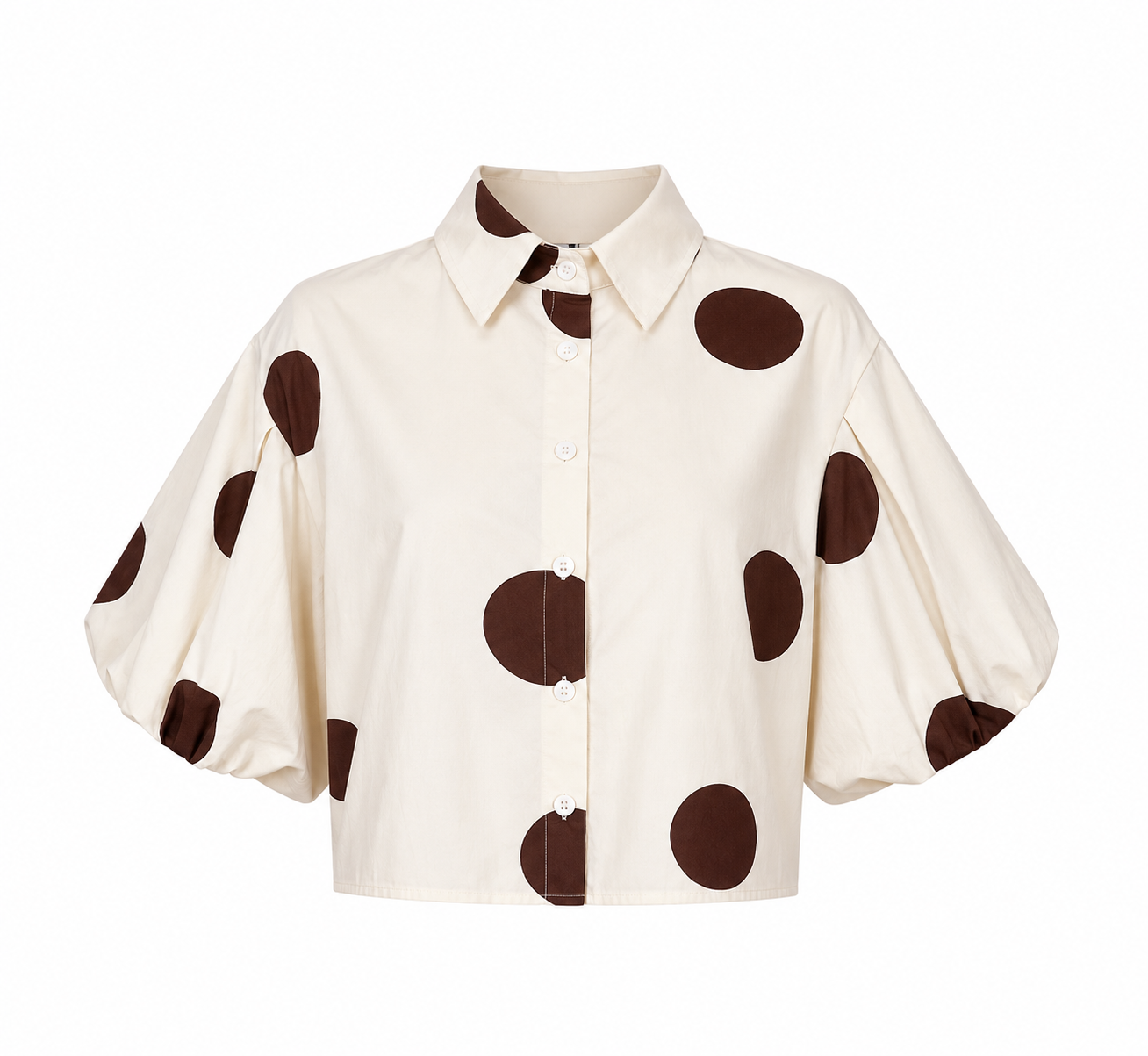 Crème blouse met bruine stippen
