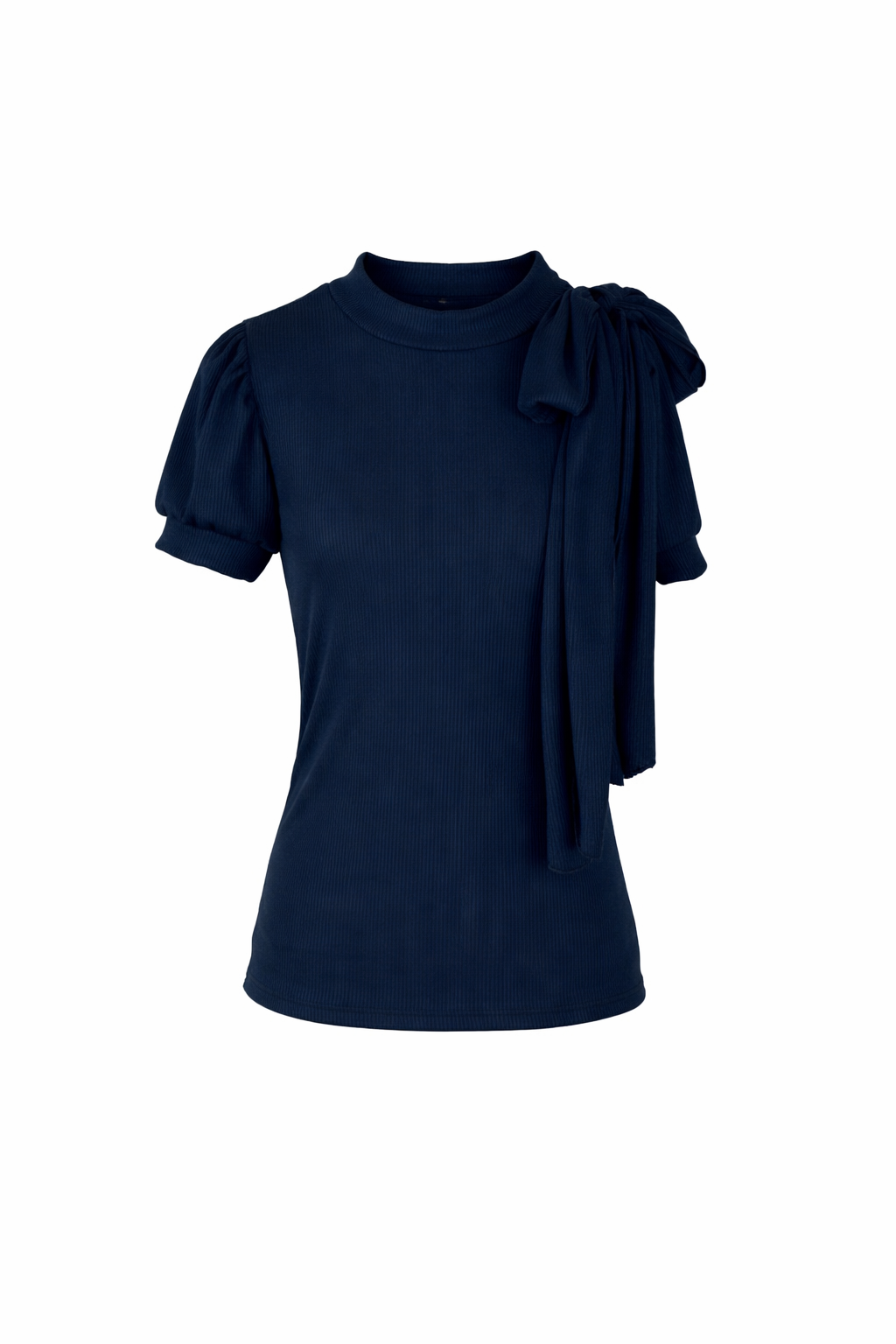 Donkerblauw shirt met royale strik