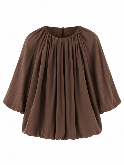 Donkerbruine blouse met ballon