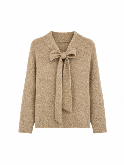 Beige trui met strik