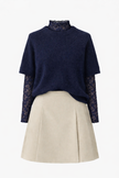 Kanten top, donkerblauw