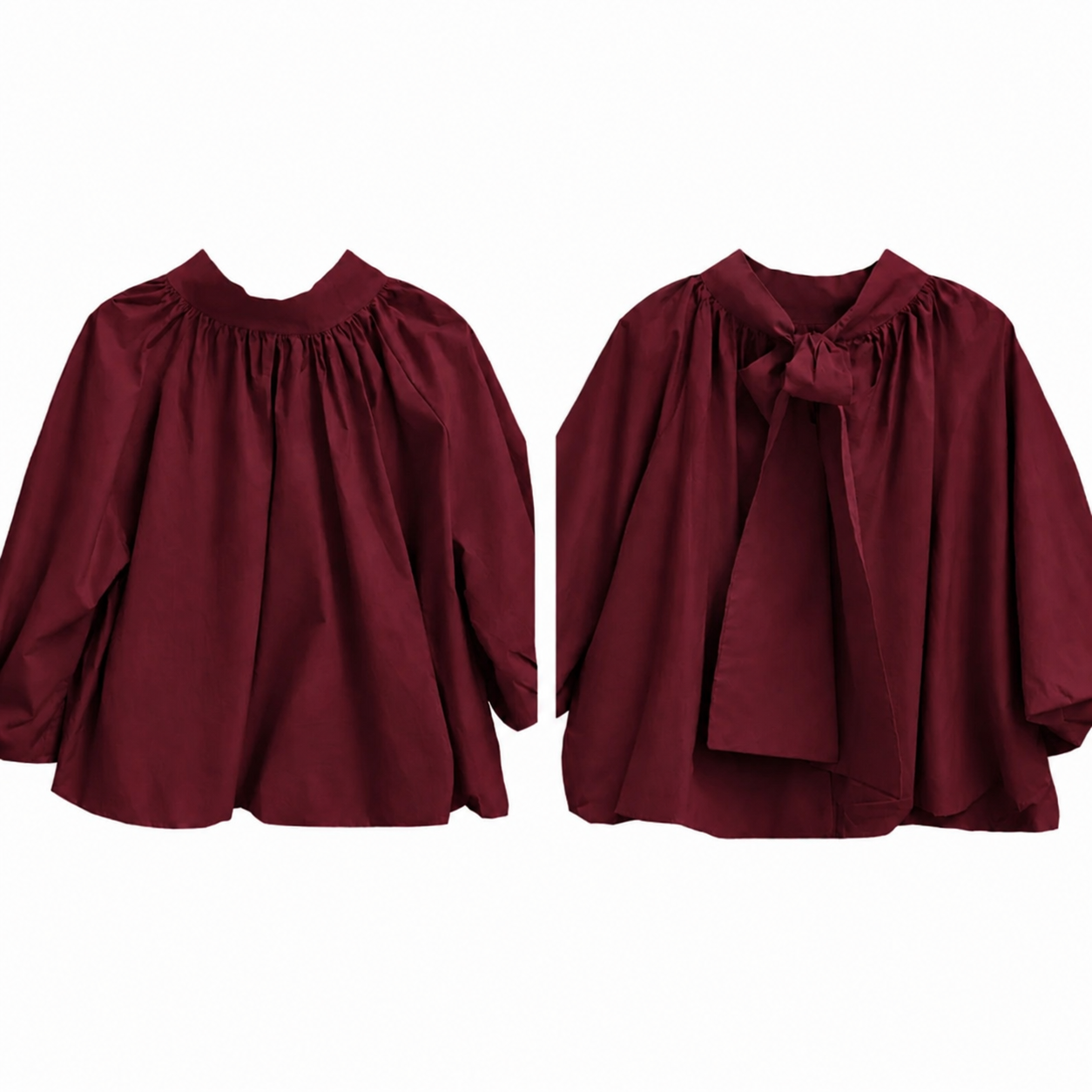 Bordeaux blouse/top met strik in de nek