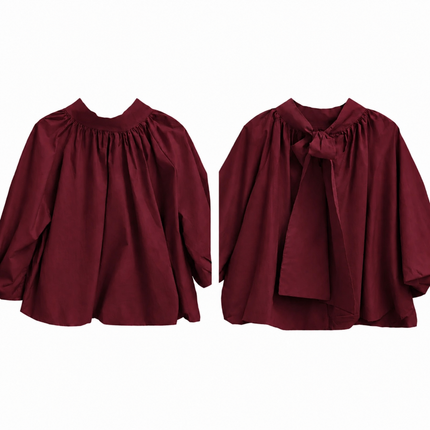Bordeaux blouse/top met strik in de nek