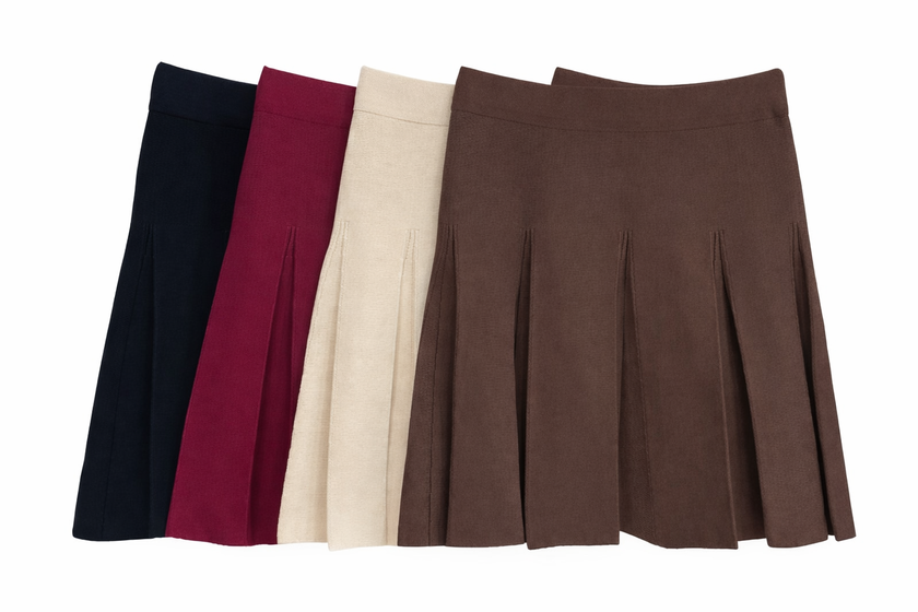 Bruin gebreid plooirokje