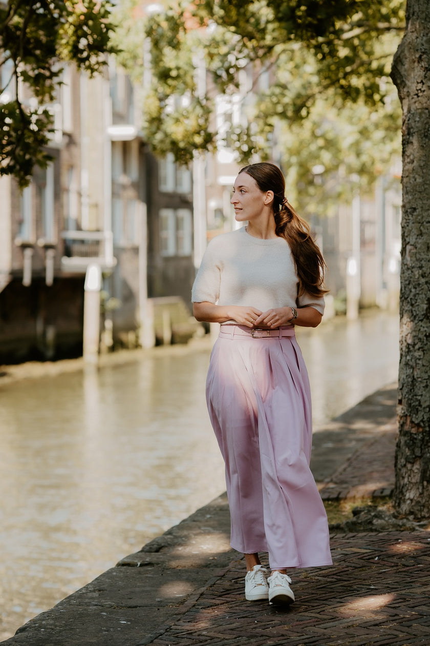 Lila lange rok met riempje