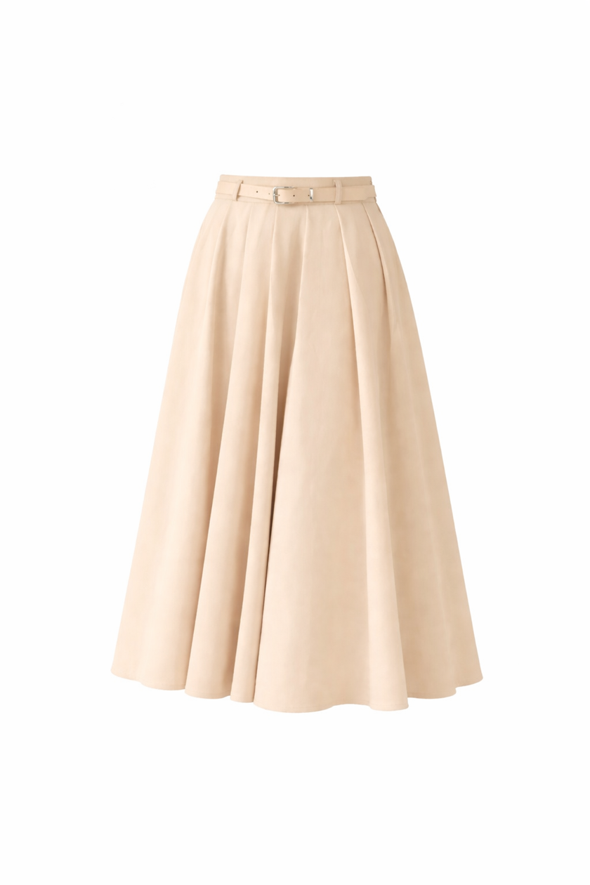 Beige lange rok met riempje