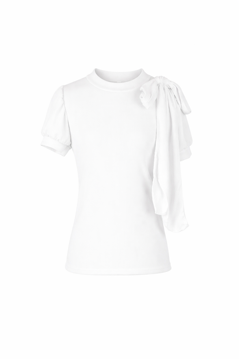 Wit shirt met royale strik