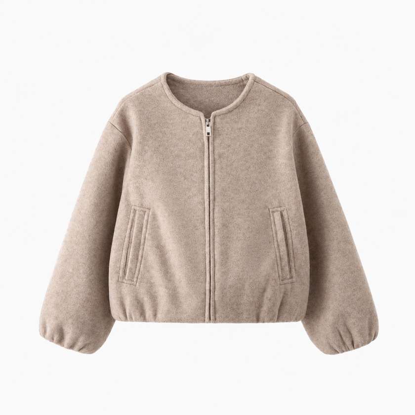 Beige jasje met ronde hals