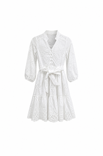 Witte broderie jurk