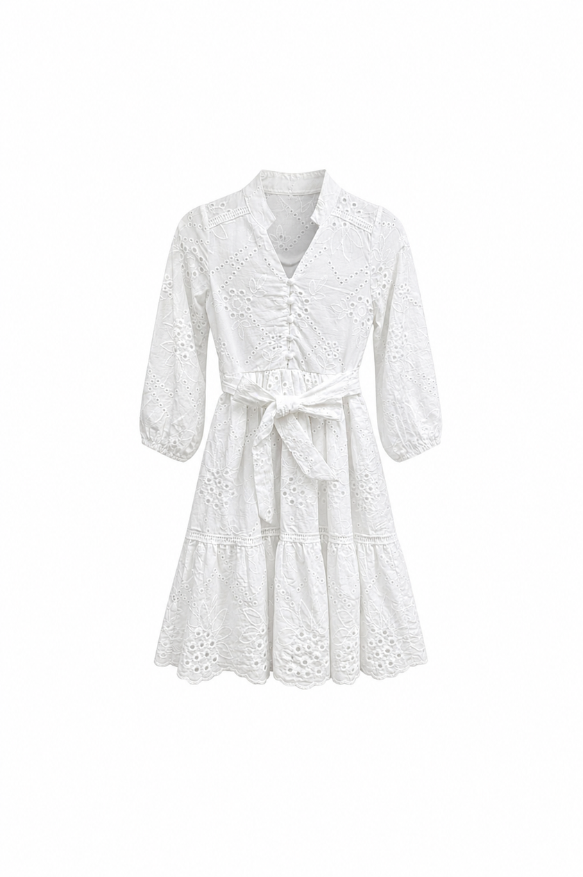 Witte broderie jurk