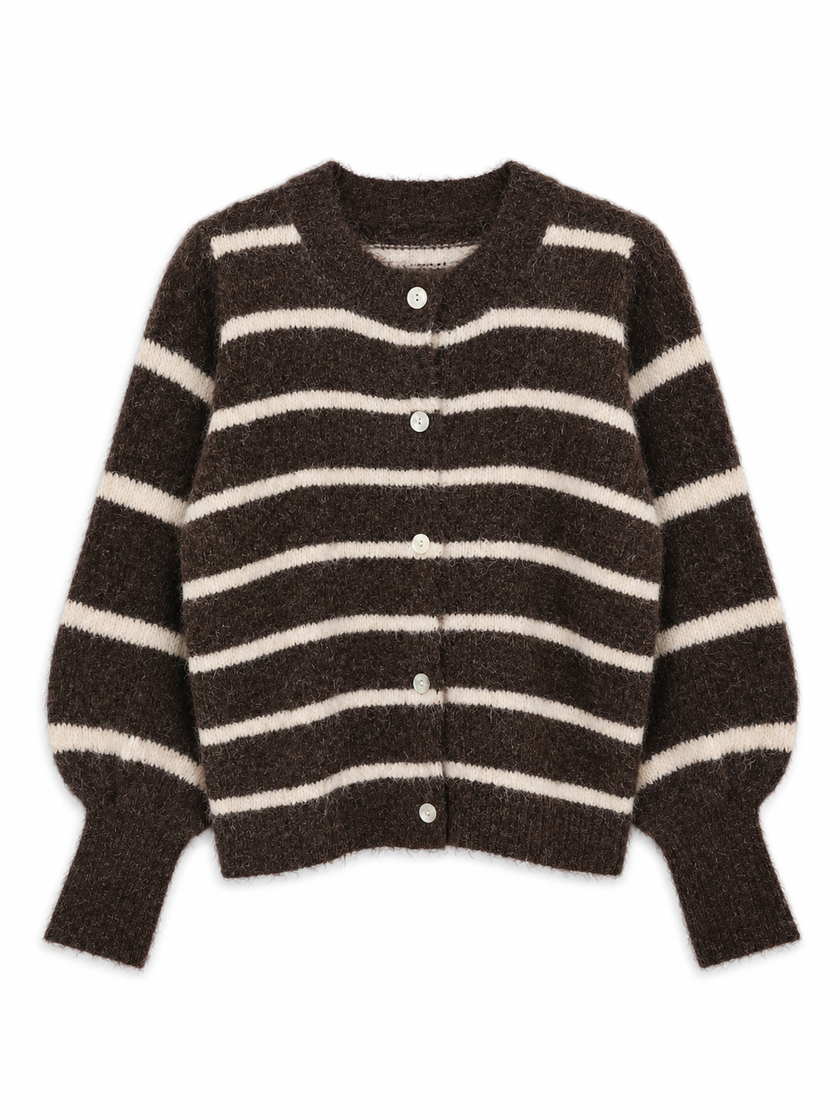 Donkerbruin gestreept vest