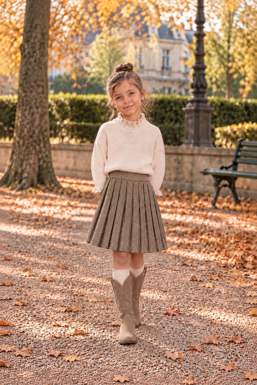 Bruin/beige tweed rokje