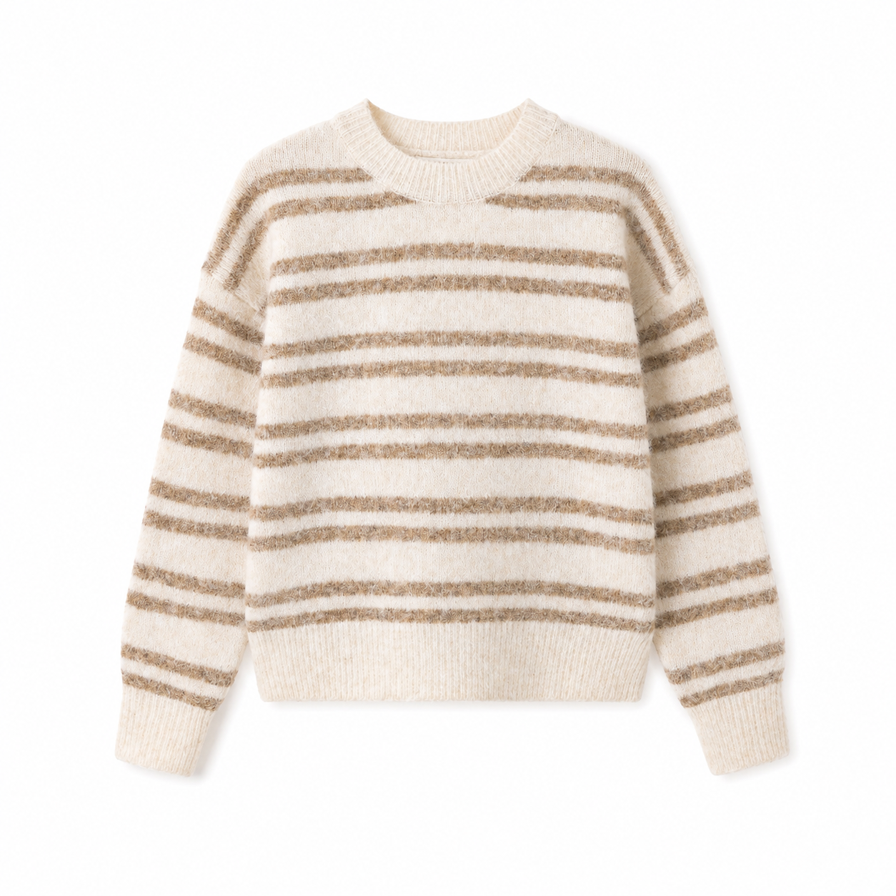 Beige gestreepte trui